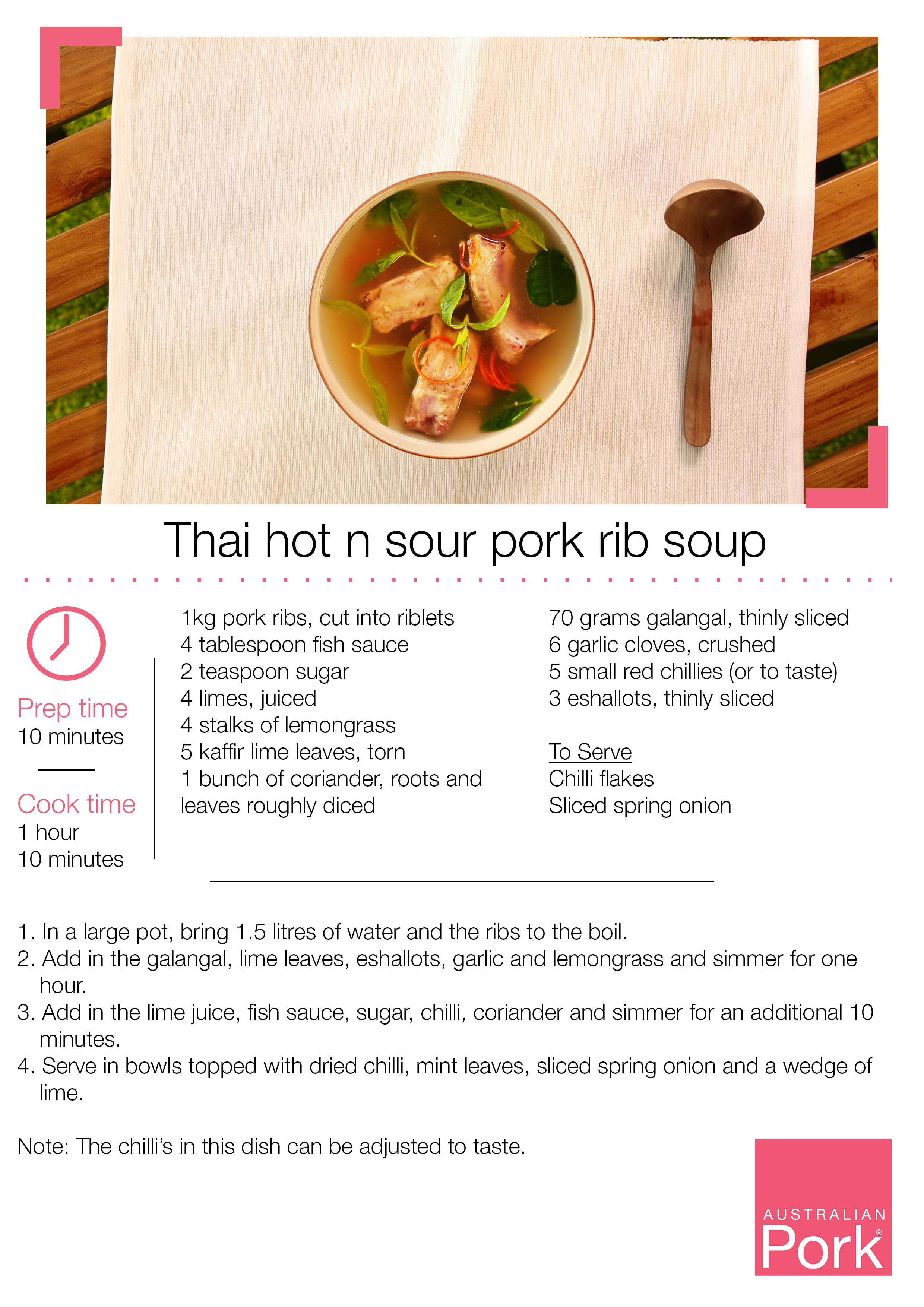 Thai hot and sour pork rib soup